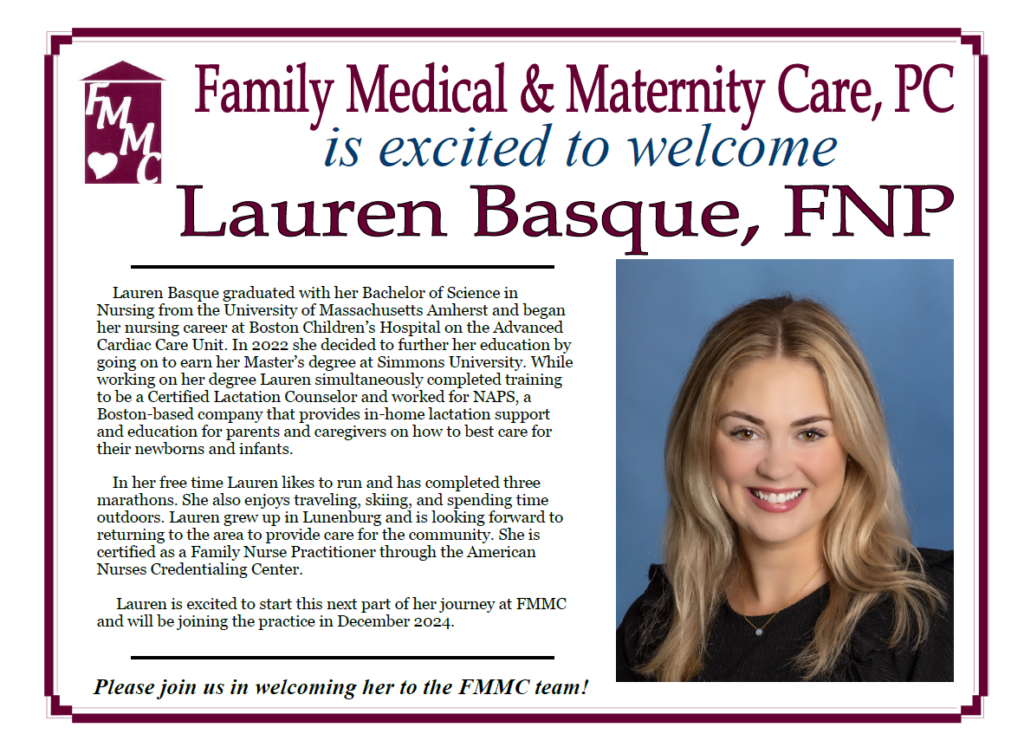 Lauren Basque, FNP
Primary Care
Lactation Counselor
Family Medical